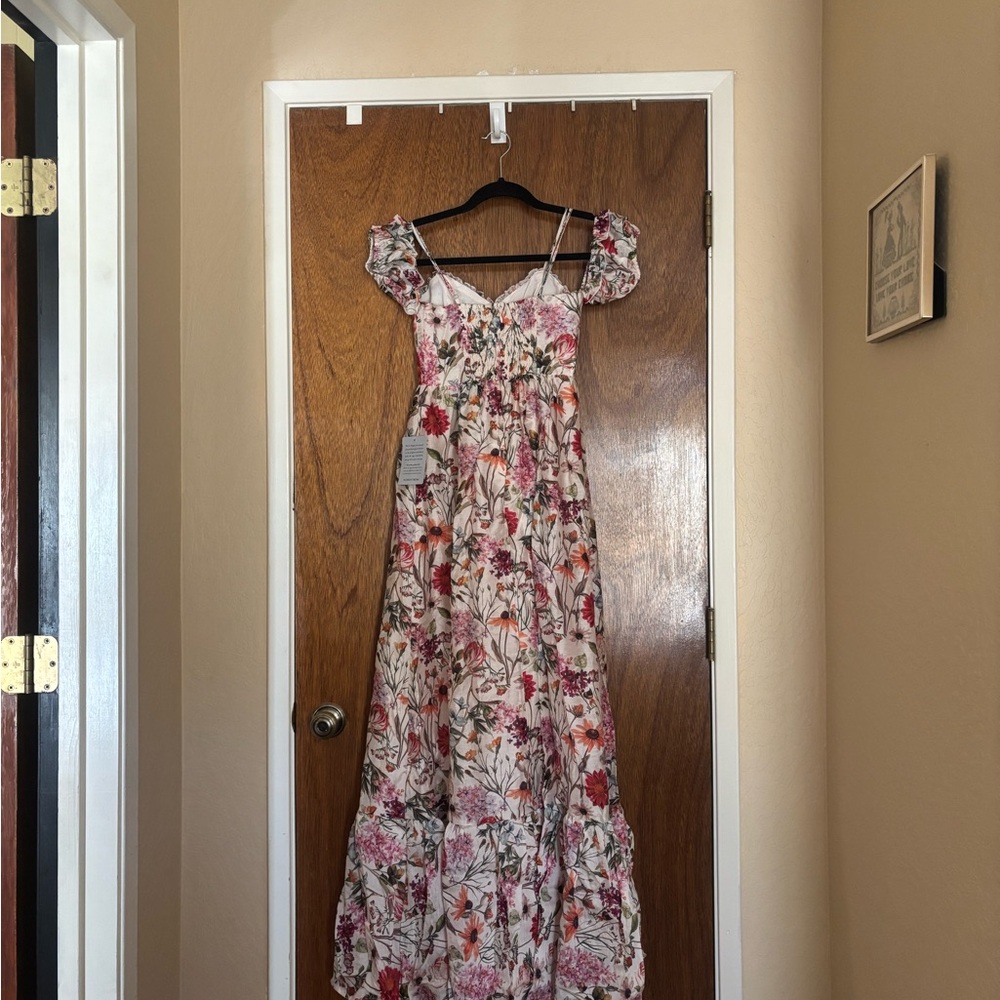 Floral Prom or bridesmaid maxi length dress.